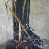Boots whip saddle flask Original Painting For Sale 